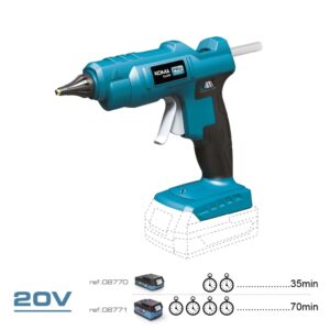 PISTOLA DE FUSÍVEL QUENTE 20 V BARRA DE SILICONE Ø11 mm
