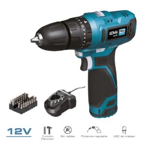 KIT DE PERFURAÇÃO DE 12 V COM ACESSÓRIOS, BATERIA E CARREGADOR